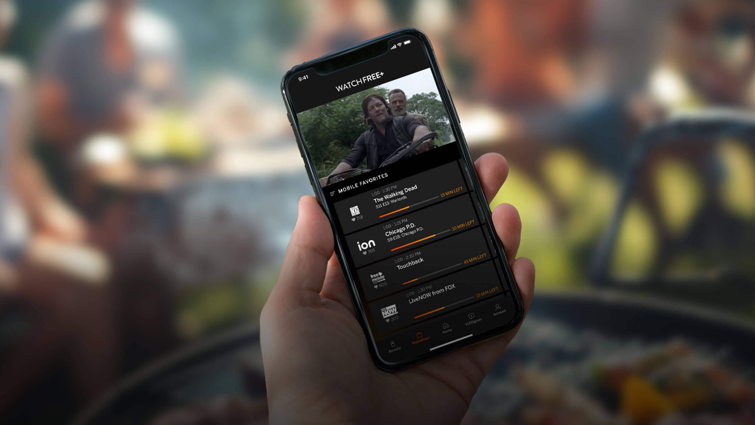 phone featuring watchfreeplus app