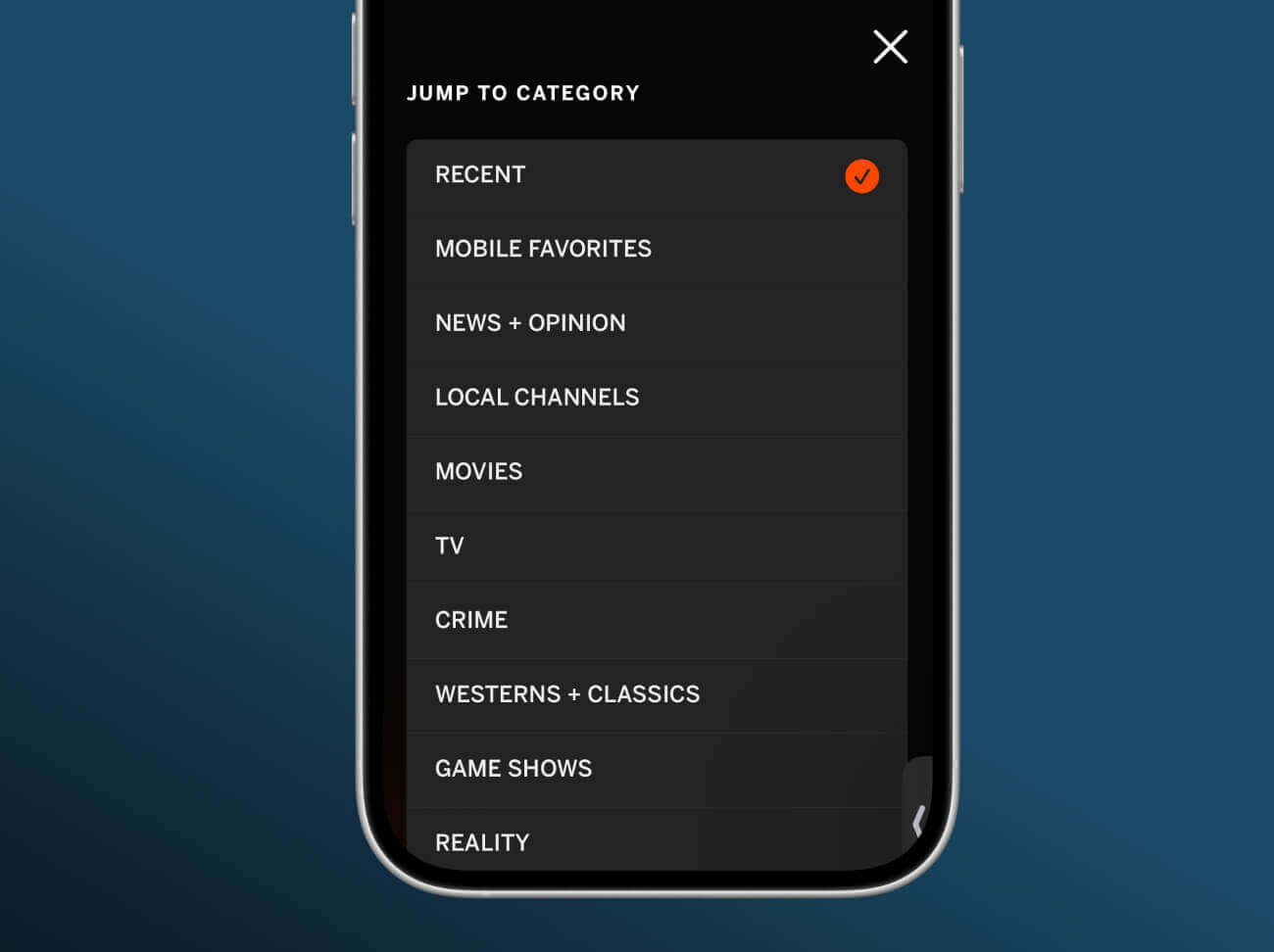 mobile phone featuring watchfree categories